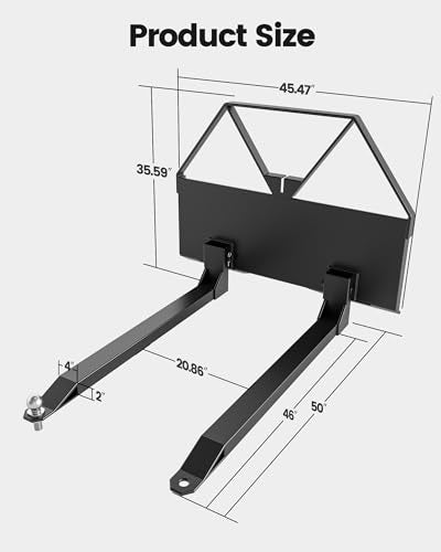 GarveeLife 46 in Quick Attach Pallet Forks Attachment Q235 Steel 2600 LBS Heavy Duty Skid Steer Forks for Tractors Loaders in Farms, Warehouses & Construction Sites (Obsidian Black) - size: 2600LBS
