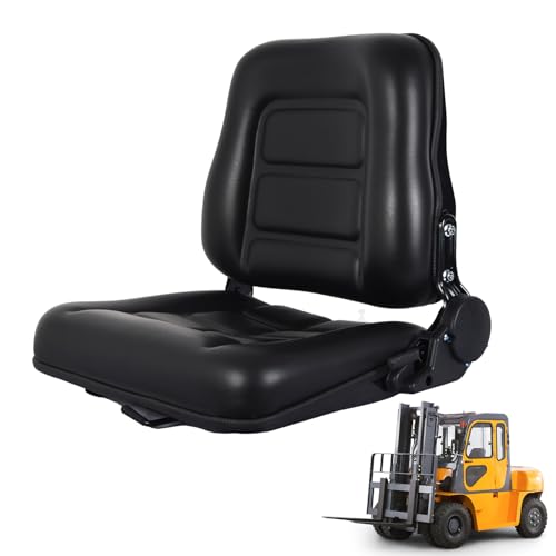 Universal Forklift & Tractor Seat with Adjustable Backrest Angle, Sliding Rail, Heavy-Duty Replacement Seat for Tractor, Excavator, Skid Steer, Backhoe, Dozer, Telehandler