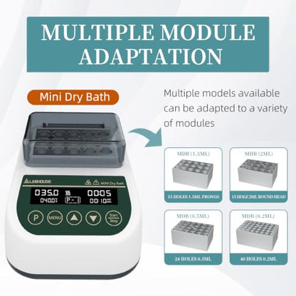 MDB100 Mini Dry Bath Incubator Heater, 2ml×15, Programmable - size: 2