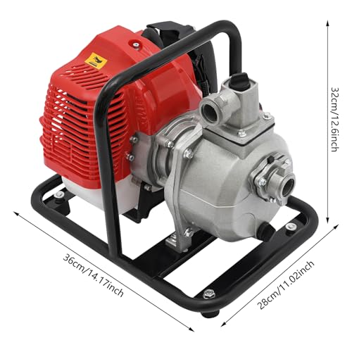 1.7HP 43CC Gasoline Engine Water Pump, 2-Stroke Portable High Flow Petrol Trash Water Transfer Pump Garden Irrigation High Performance Engine Garden Pump with 35.66gal/ min,1" Inlet/Outlet Diameter - color: 1.7hp 43cc