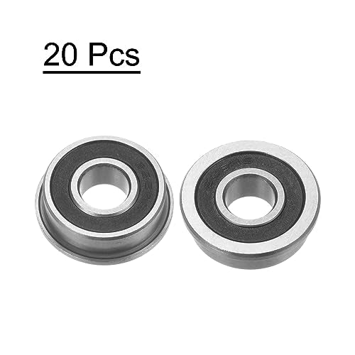 uxcell F696-2RS Flanged Ball Bearing 6x15x5mm Double Sealed Chrome Steel Flange Bearings, 20pcs - size: 6x15x5mm