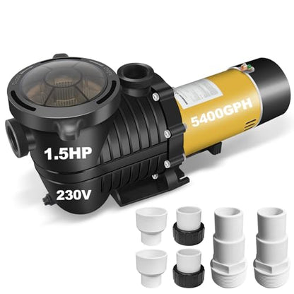 230Vac 1.5HP Two-Speed Energy-Saving Pool Pump 5400GPH - color: Confident Yellow