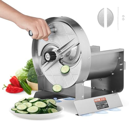 VEVOR Manual Vegetable Fruit Slicer, 0-0.5"/0-12mm Thickness Adjustable Commercial Slicer Machine, Stainless Steel Food Cutter Slicing Machine with 2 Spare Blades, for Potato, Cucumber, Lemon, Tomato - size: Manual-Vegetable-Stainless Steel