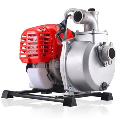 1.6HP 2 Stroke Gas Gasoline Water Pumps,1.5" Inch 1.25KW Petrol Water Transfer High Pressure Pump, 52CC Trash Pump 8500RPM Air Cooling Single-cylinder for Irrigation Pool