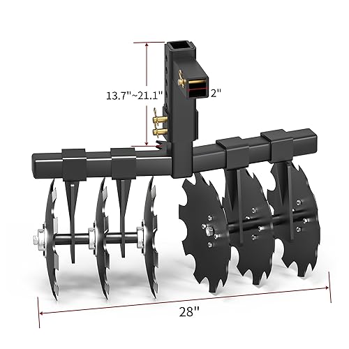 YITAMOTOR 28" Width Disc Plow Harrow with 2" Receiver Mount for ATV/UTV