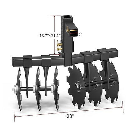 YITAMOTOR 28" Width Disc Plow Harrow with 2" Receiver Mount for ATV/UTV
