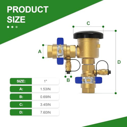TAISHER 1" Heavy-Duty Brass Pressure Vacuum Breaker- 400 PSI Max Backflow Prevention Valve for Irrigation Systems & Commercial Water with Insulated Freeze Protection Cover Kit - size: 1"FNPT