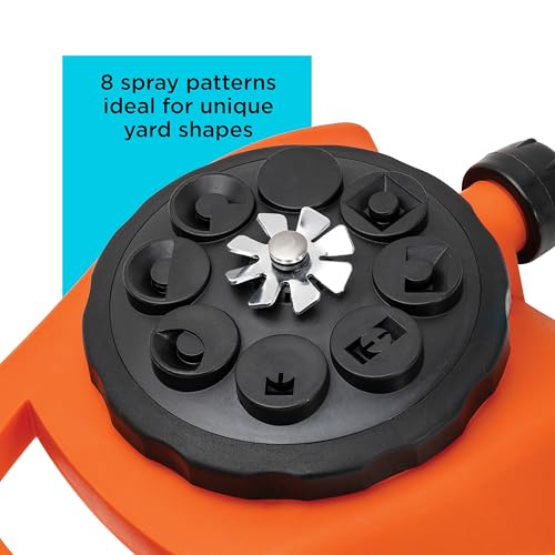 Black + Decker® 8-Pattern Turret Sprinkler – Up to 962 Sq. Ft. Coverage, Durable Build, Versatile Spray Options BD57392
