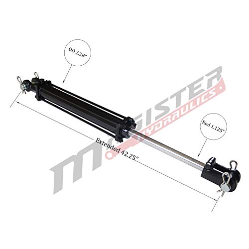 Double Acting Hydraulic Cylinder - AG Tie-Rod Hydraulic Cylinder 2500 PSI Agriculture Standard 2" bore 16" Stroke (2x16) - size: 16" Stroke, style: 2" Bore
