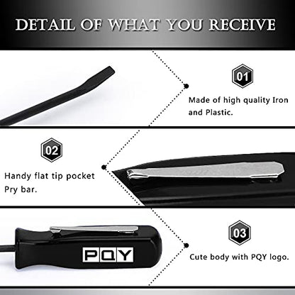 Mini Pocket Pry Bar with Pocket Clip 4.5" Length 3pcs (Black) - color: black