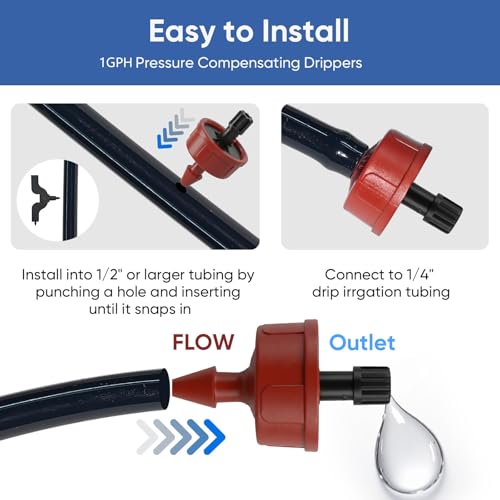 1 GPH Pressure Compensating Drippers for Irrigation System,25 Pack - size: 1 GPH 25PCS