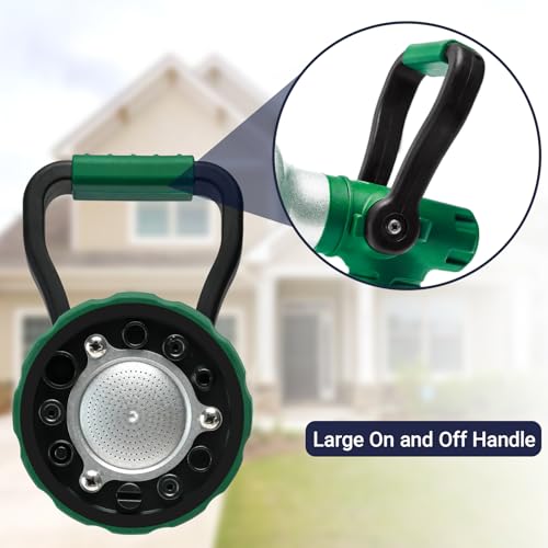 HugeDawn Garden Hose Nozzle, 6 Spray Patterns Heavy Duty Metal Water Nozzle with High Pressure for Watering, Cleaning, Washing (Green) - color: Green