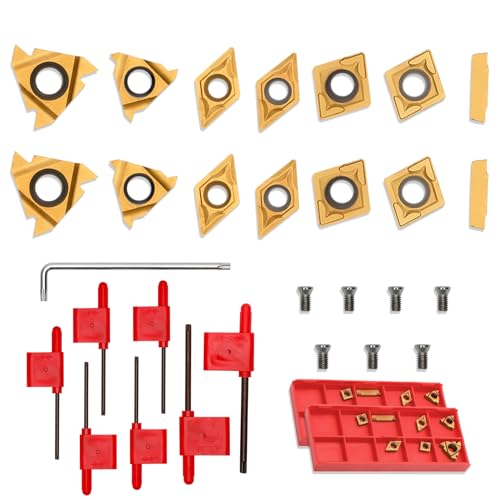 14 Pcs Turning Inserts for 3/8'' 10mm Turning Grooving Threading Boring Carbide Inserts Carbide Turning Tool - style: Inserts replacement 3/8'' 10mm