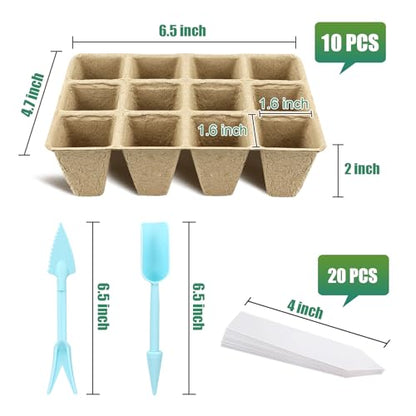 120 Cells Biodegradable Seedling Starter Trays,10 Pack Plant Starter Kit - size: 120 Cells, 10 Packs
