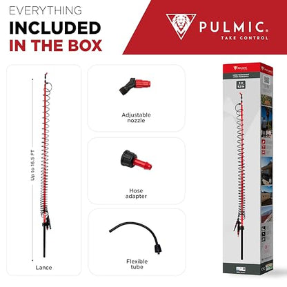 PULMIC Extensible Telescopic Sprayer Lance 16.4ft with Adjustable Nozzle - Ideal for Pesticides, Fertilizers, Roof & Gutter Cleaning, Tree & Garden Applications - Lightweight, High Reach Sprayer