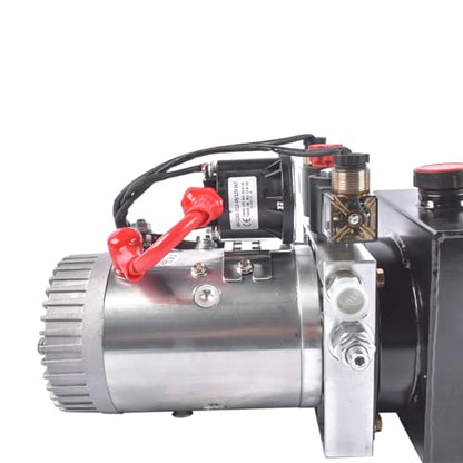 4 Quart Hydraulic Power Unit 1.6-3.0KW Power, 12V DC Electric Hydraulic Power Double Acting Power-Up Supply Unit Trailer Pump Replacement for Dump Truck Car Lifts 6 Port 3200PSI Vahaha