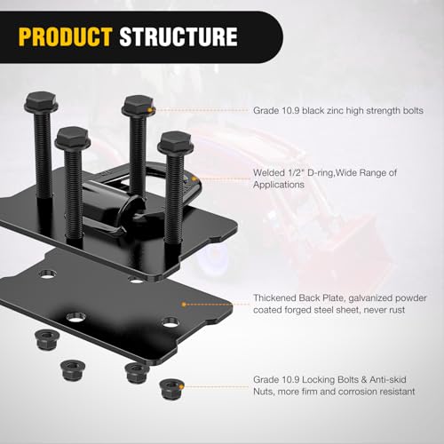 Nilight 1/2" Heavy Duty Trailer D Ring Tie Down Anchors with Backing Plates - color: Black, size: D Ring