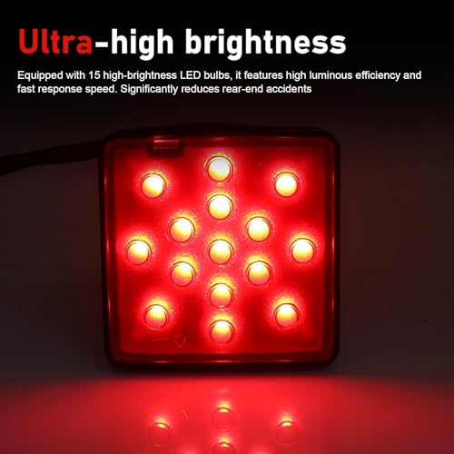 1 PC LED Trailer Light, 12V 15 LED Super Bright Red Lens Square Tail Light, Fits 2" Receiver with 4-pin Adapter, Trailer Hitch Accessories for Towing Truck RV and SUV (Red) - color: Red