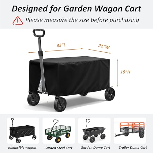 TheElves Wagon Rain Cover for Collapsible Wagon, Steel Cart, Poly Dump Cart - size: 33x21x19 inch