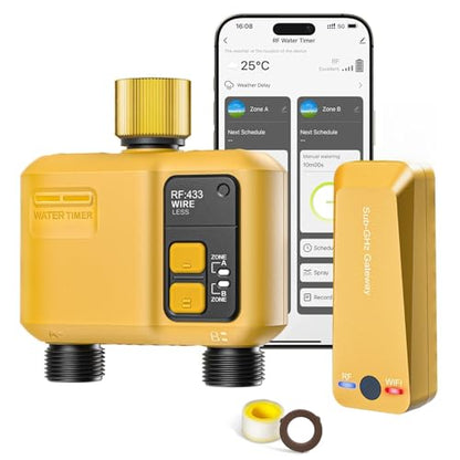 WiFi Water Timer 2 Outlet Garden, Brass Inlet - size: 2 Outlet In