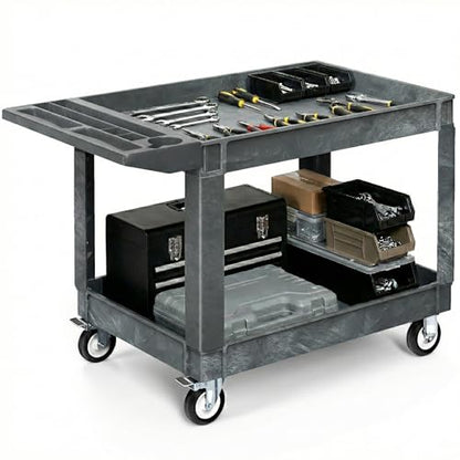 YITAHOME 2 Tier Heavy Duty Plastic Utility Cart 45 x 25 Inch, Grey - color: Gray