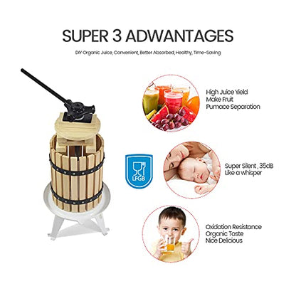 SQUEEZE master Fruit Apple Cider Wine Classic Press- 1.6 Gallon with Fruit Apple Wine Classic Crusher With Stand
