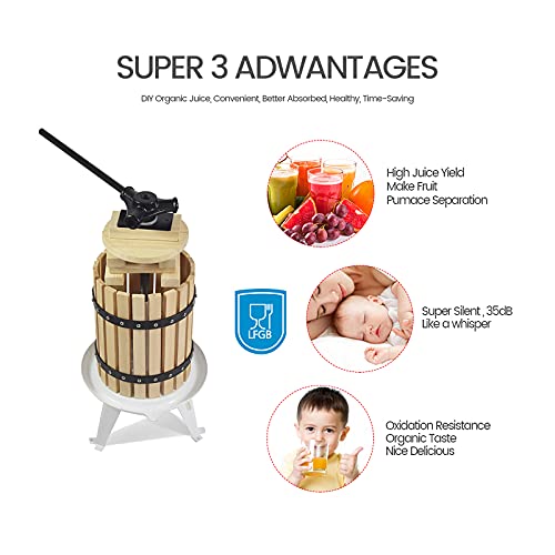 SQUEEZE master Fruit Apple Cider Wine Classic Press- 3.17 Gallon with Fruit Apple Wine Classic Crusher With Stand