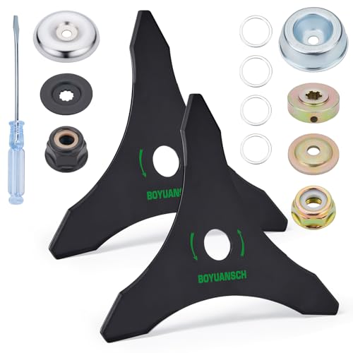 10" x 3 Teeth Carbon Steel Brush Cutter Blades 、3mm Thick Weed Eater Blade - size: 10" 3-Teeth (2-Pack)