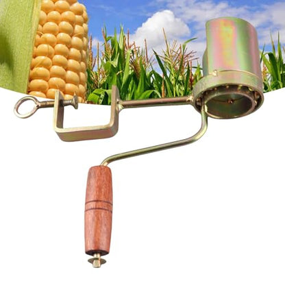 Corn Threshing Machine with Crank, Corn Threshing Machine Effective Peeling Firm Firm Wooden Handle Manual Sheller