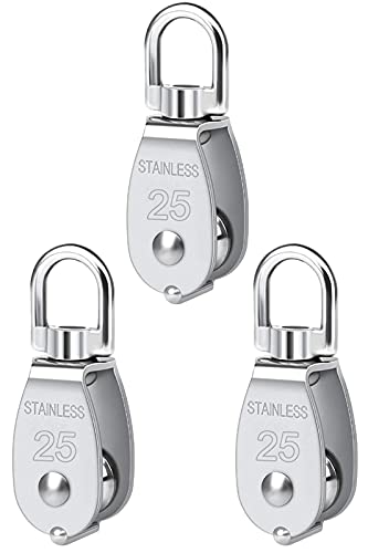 Pulley Block 304 Stainless Steel Rope Cable Pulleys - size: M25 3Pack