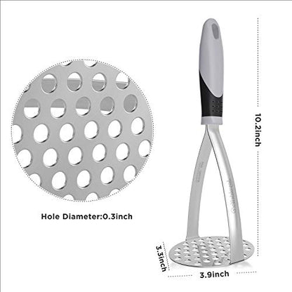 Joyoldelf Heavy Duty Potato Masher, Stainless Steel Integrated Masher Kitchen Tool & Food Masher/Potato Smasher with Non-slip Handle, Perfect for Bean, Vegetable, Fruits, Avocado, Meat - color: grey-black