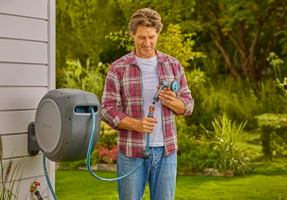 GARDENA Retractable Garden Hose Reel, 50 ft, 180 Degree Wall Mount - 20500 - size: 50 ft
