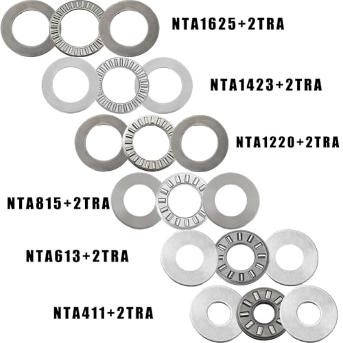 4 Sets NTA411+2TRA, Thrust Needle Roller Bearings, ID 1/4", OD 11/16" - size: NTA411+2TRA