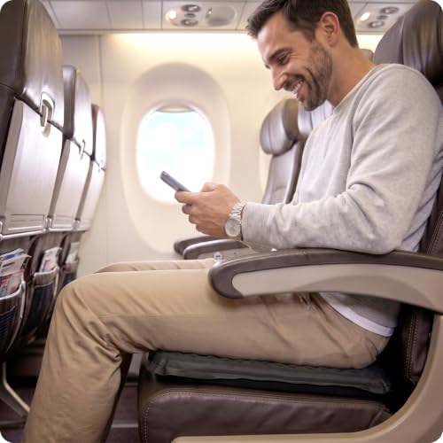 Inflatable Airplane Seat Cushion for Long Sitting Travel & Stadium - color: Black