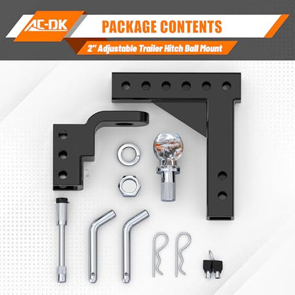 Adjustable Trailer Hitch Ball Mount for 2 Inch Receiver - size: 2 inch adjustable ball