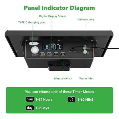 49FT Solar Drip Irrigation Kit, Digital Screen for 15 Pots - size: 49FT Digital Display Irrigation System-15 Pot