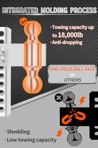 METOWARE 2.5'' Aluminum Adjustable Trailer Hitch, 8'' Drop/Rise,18K GTW - color: Sliver, size: 8'' Drop