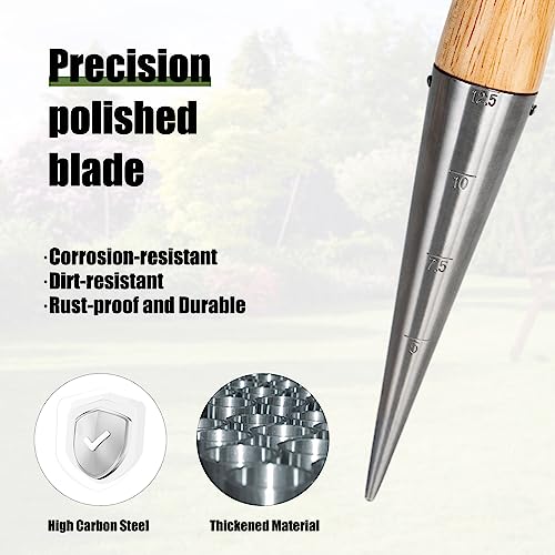 FLORA GUARD Garden Dibber Tool, Steel Seed Planter with Wood Handle