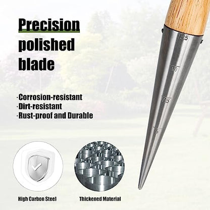 FLORA GUARD Garden Dibber Tool, Steel Seed Planter with Wood Handle