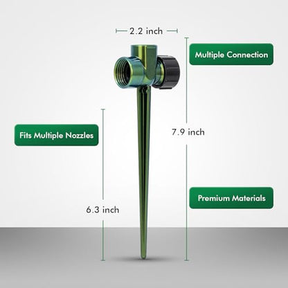 RESTMO Sprinkler Stake 3 Pack Zinc Alloy Lawn Sprinkler Spike Base - size: 3 Pack