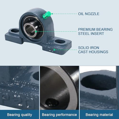 2 Pack UCP204-12 Pillow Block Bearing - Pack of 2 Mounted Pillow Block Bearings - 3/4" Mounted Pillow Block Chrome Steel Bearings Solid Cast Iron Base - Self Alignment - style: UCP204-12