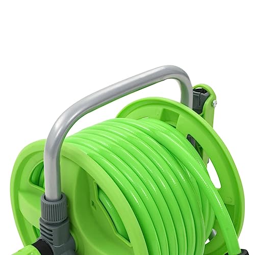 Retractable Garden Water Hose Reel 65.6ft PVC Hose with 6.6ft Lead-in Hose, Wall-Mounted Irrigation System with Spray Nozzle, Adjustable Flow for Lawn, Patio and Car Cleaning