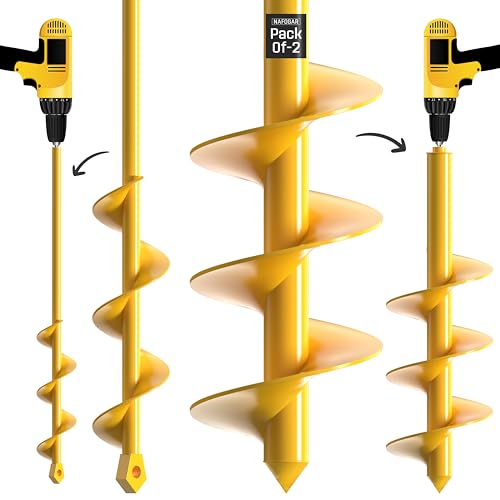 Garden Auger Drill Bit for Planting - Pack of (2) - 2”x14.5” & 3.5”x16” – Garden Spiral Hole Digging for Planting, Bulbs, Bedding Plants & More - Compatible with 3/8 Inch Hex Drive - size: Pack of 2: 2"x14.5" & 3.5"x16"