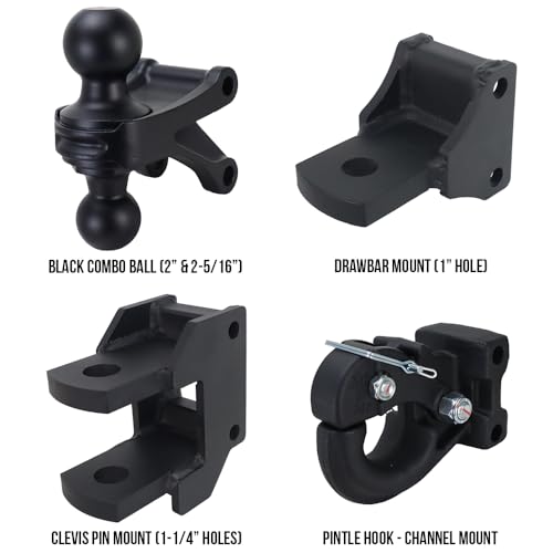 Shocker Air Receiver Hitch Farm Mount Tow Kit Fits 2" Hitch Has Black Combo 2" & 2-5/16" Balls, Pintle Hook, Drawbar & Clevis - 14,000 lbs - size: Fits 2" Hitch Black Combo 2" & 2-5/16" Balls