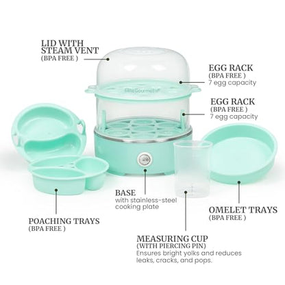 Elite Gourmet EGC1215M Easy Egg Cooker, Two-Tiered, 14-Egg, Mint - color: Mint, size: 14-Egg