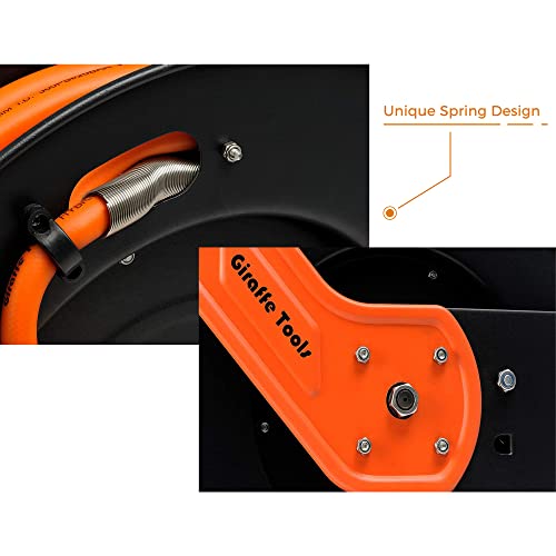 Giraffe Tools TA15 Retractable Air Hose Reel, 3/8" x 50ft, Open Steel - size: 50FT