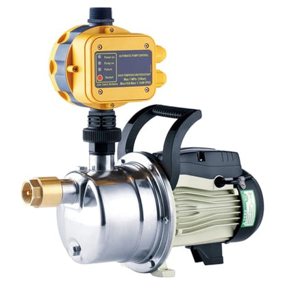 3/4HP Water Pressure Booster Pump Household 110V Stainless Steel Shallow Well Jet Pump for Home Garden 1056GPH Electric Irrigation Water Transfer Pond Pump for Cabin Sprinkler Yard Pool