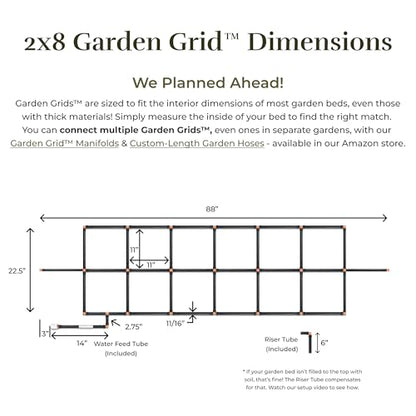 Garden Grid 2x8 | Garden Watering System for Raised Garden Bed | Cornerless - size: 2x8, style: Cornerless