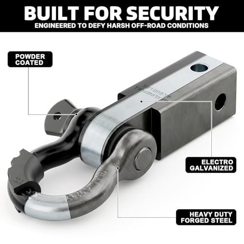 AUTOBOTS Shackle Hitch Receiver 2", Heavy Duty Recovery Hitch Black - color: BLACK-BLACK
