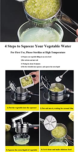 Stainless Steel Vegetable Squeezer, Upgrade Red Silicone Handle Metal Vegetable Water Squeezer for Squeezing Veggie Liquid